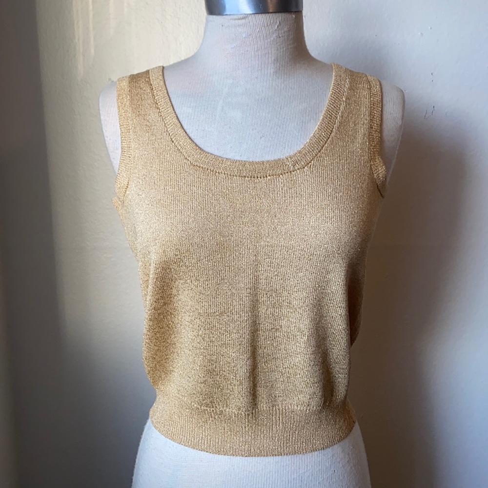St John Knit Gold Tone Sleeveless Top P